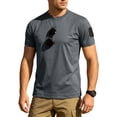 thumbnail image 2 of Mens Loose Fit Tactical T-Shirts Crew Neck Quick Dry Polyester Hook Loop Patch Breathable Short Sleeve Outdoor, Gray, 2XL, 2 of 6