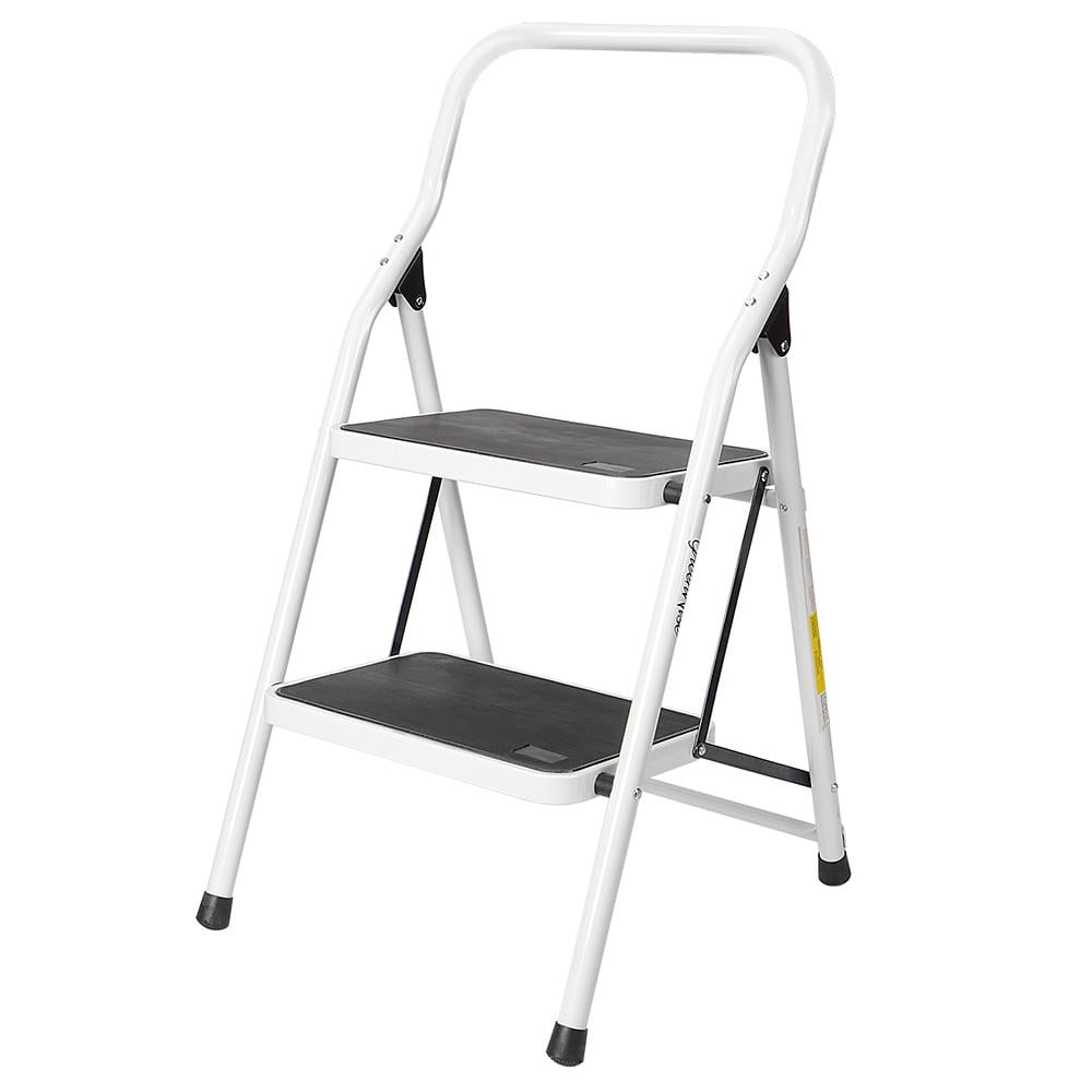 Small Step Ladder 2 Step Stool for Adults Sturdy Heavy Duty Aluminum Non-Slip US 