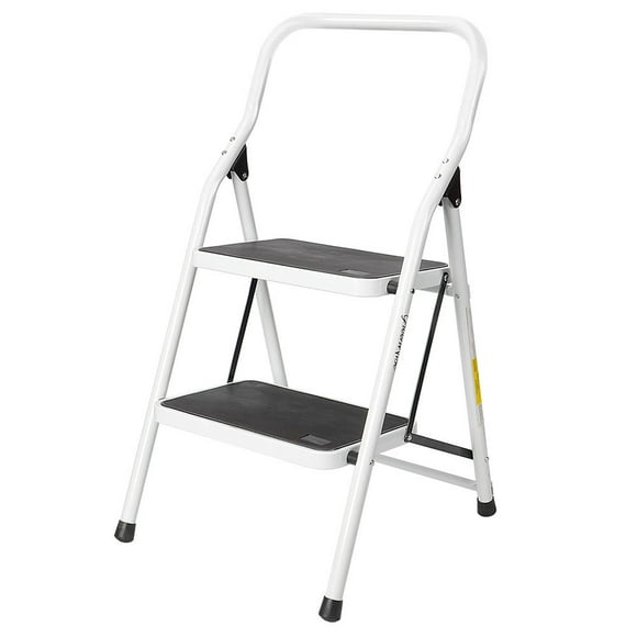 2 Step Ladder, Folding Step Stool Portable Sturdy Steel Stepladder with Comfy Grip Handle and Anti-slip Step Feet