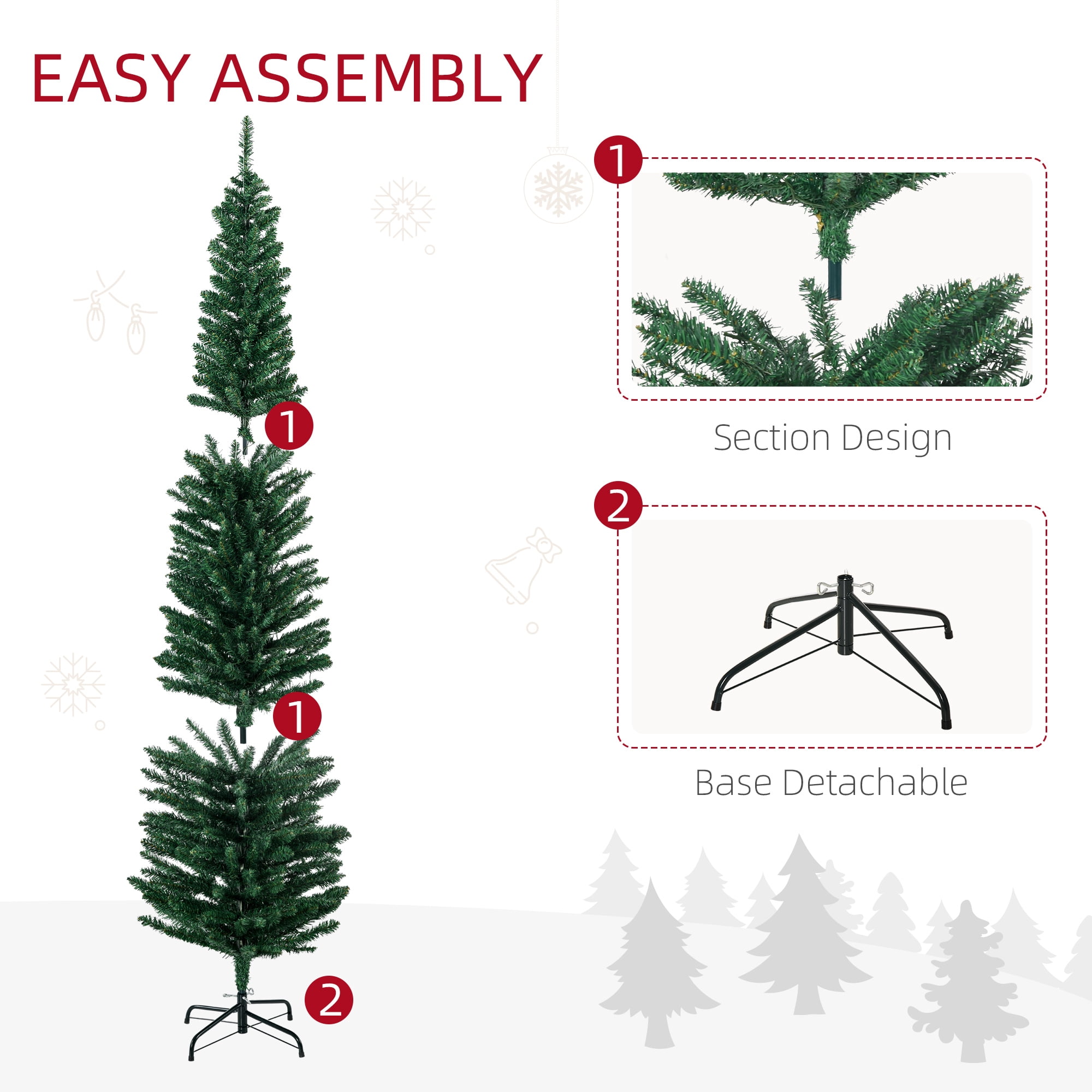 Astoutdoor 7 ft Prelit Christmas Tree with Multi-Colored LED Lights, Green PVC and Steel, Indoor Use
