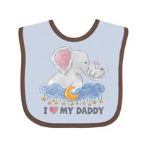 Inktastic I Love My Daddy Cute Elephants with Moon and Stars Boys or Girls Baby Bib