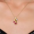 thumbnail image 3 of Gem Stone King 18K Yellow Gold Plated Silver White Moissanite and Pink Created Sapphire and Red Created Ruby Pendant for Women (1.62 Cttw, Gemstone, Heart Shape 5MM, 18 inch Chain), 3 of 6