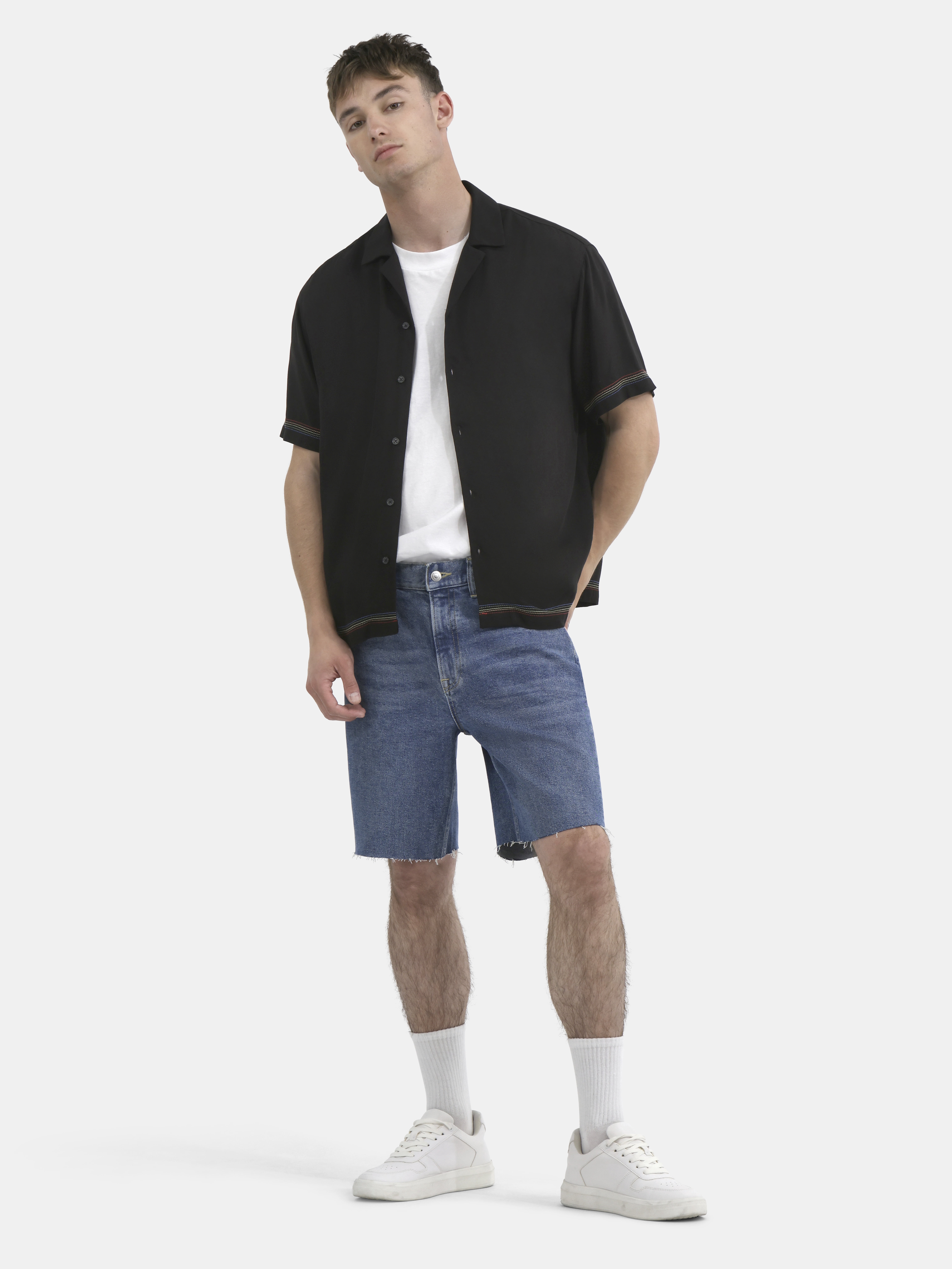 No Boundaries All Gender Pride Boxy Fit Cropped Button Front Shirt, Men's Sizes XS-5XL