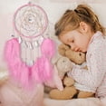 thumbnail image 3 of Atrapasueños de luna con luz LED, atrapasueños de cristal con forma de árbol de la vida para dormitorio, decoración de pared con plumas, color rosa, 3 of 5