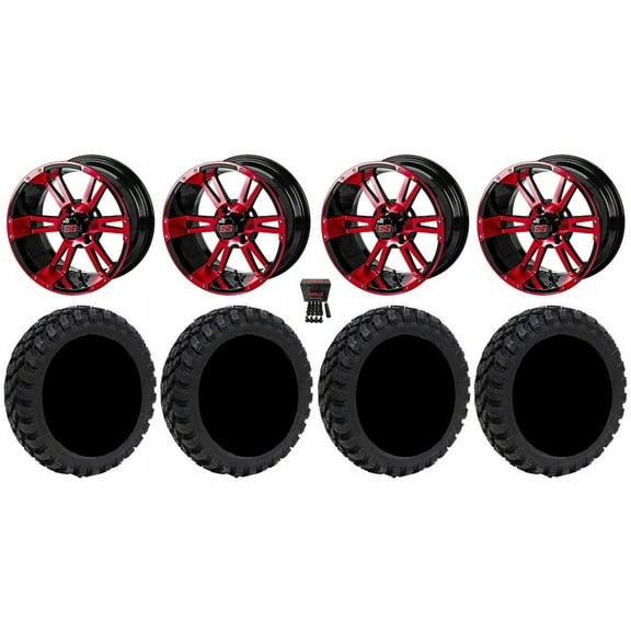 LSI Raptor 12" Golf Wheels Black/Red 22" Nomad Tires Yamaha