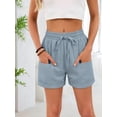 thumbnail image 6 of Women'S Shorts Casual Summer Shorts High Waisted Comfy Pull on Shorts with Pockets Blue M, 6 of 9