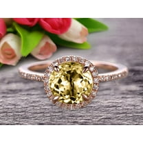 6mm Round Cut 1.75 Carat Champagne Diamond Moissanite Engagement Ring Wedding Ring On 10k Rose Gold Halo Art Deco Anniversary Gift