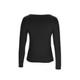 thumbnail image 3 of Women's Square Neck Cropped T-Shirts Long Sleeve Lightweight Casual Solid Color Shirts Fashion Slim Fit Tunic Tops (XS, Black), 3 of 3
