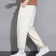 thumbnail image 3 of Pantalones de hombre de longitud completa, color liso, con bolsillos y cordón, con perneras ajustadas, de poliéster., 3 of 3