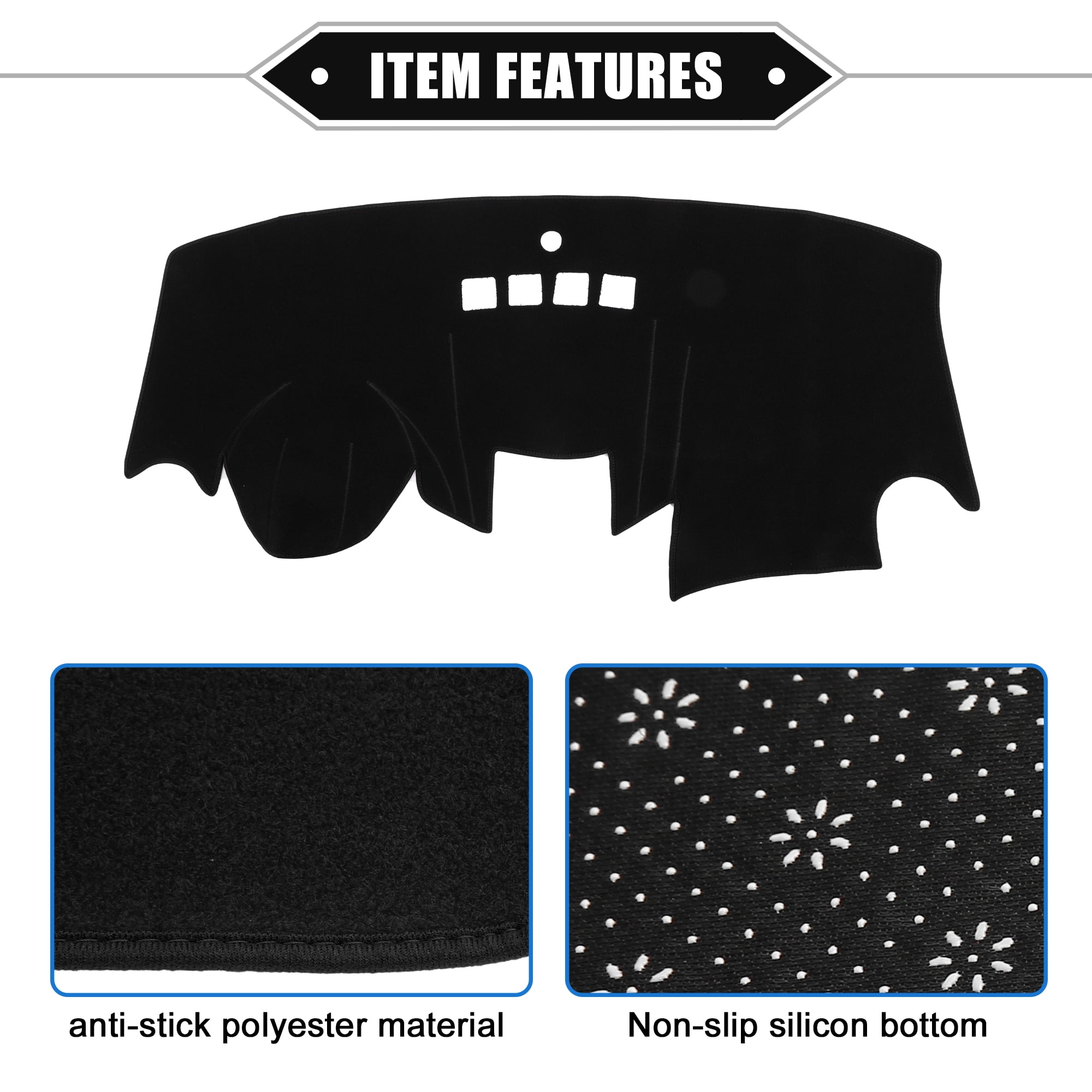 Unique Bargains Dashboard Cover Mat Compatible for Ford Fiesta 2011-2019 Nonslip Polyester Dash Board Protector,Black