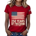 thumbnail image 2 of NMMUED Patriotic 250 Years of Freedom 4th of July Shirts Women Usa Flag Printed Graphic Tee Independence Day Comfortable Summer Casual T-shirt Red S, 2 of 6