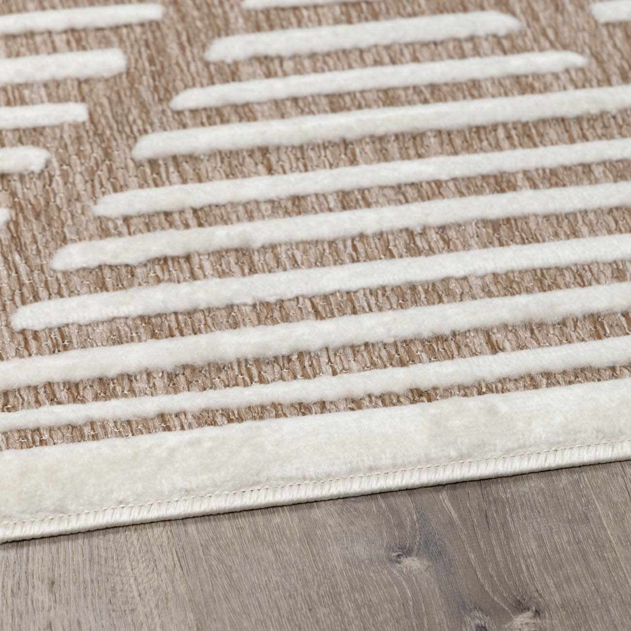 BoutiqueRugs Anah Geometric Indoor Outdoor Rug - Boho High Low Textured Area Rug - Performance Carpet for Porch, Patio, Living Room - High Traffic - Taupe, Beige - 6'7" x 9' (6x9)