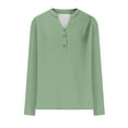 thumbnail image 5 of Long Sleeve Tops Womens Henley Dressy Tops Loose Casual Fall T-Shirts Trendy Cute Pullover Blouses, Green M, 5 of 6