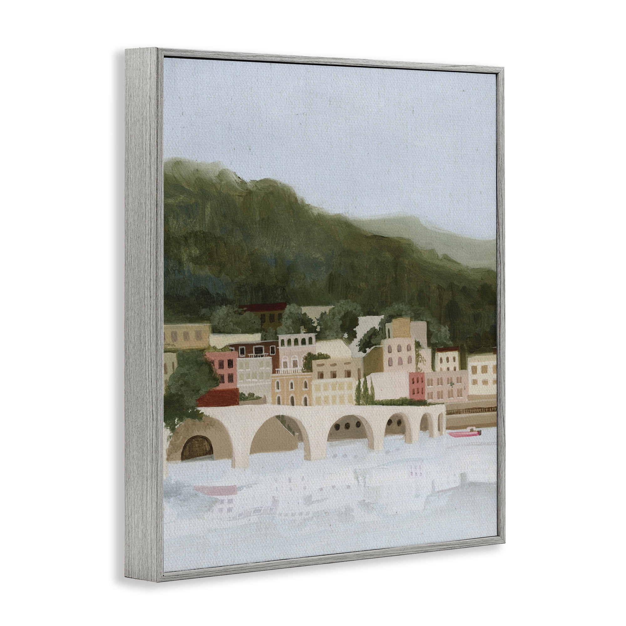Stupell Industries Coastal Mountains By Sea Gray Framed Giclee Art, design by Grace Popp