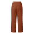 thumbnail image 6 of FengLS Women's Wide-Leg Pants Summer Lightweight Cotton-Linen Long Pants Drawstring Elastic Waist Pants Casual Solid Color Pockets Trousers, 6 of 9