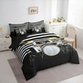 thumbnail image 3 of Feelyou Rock and Roll Drum Comforter Set 7pcs, Black White Stripes King Bedding Sets, 3 of 8