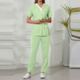 thumbnail image 4 of Minjewel Women's Fashion V-Neck Short Sleeve Scrubs for Women with Pockets, Stylish & Functional Scrub Set for Healthcare Professionals,Green S, 4 of 6