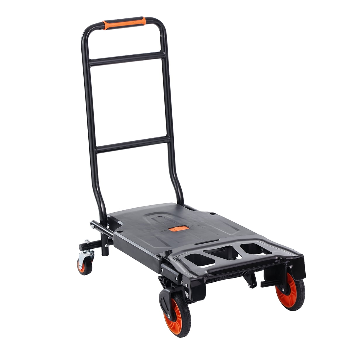 ZHICHUN 2 in 1 Convertible Aluminum Hand Truck 300 lbs Heavy Duty Folding Dolly with 360 °   Brake Rubber Wheels for Home Warehouse Moving