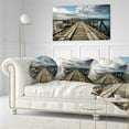 thumbnail image 3 of Designart Large Wooden Bridge in New Zealand - Sea Bridge Throw Pillow - 12x20, 3 of 5
