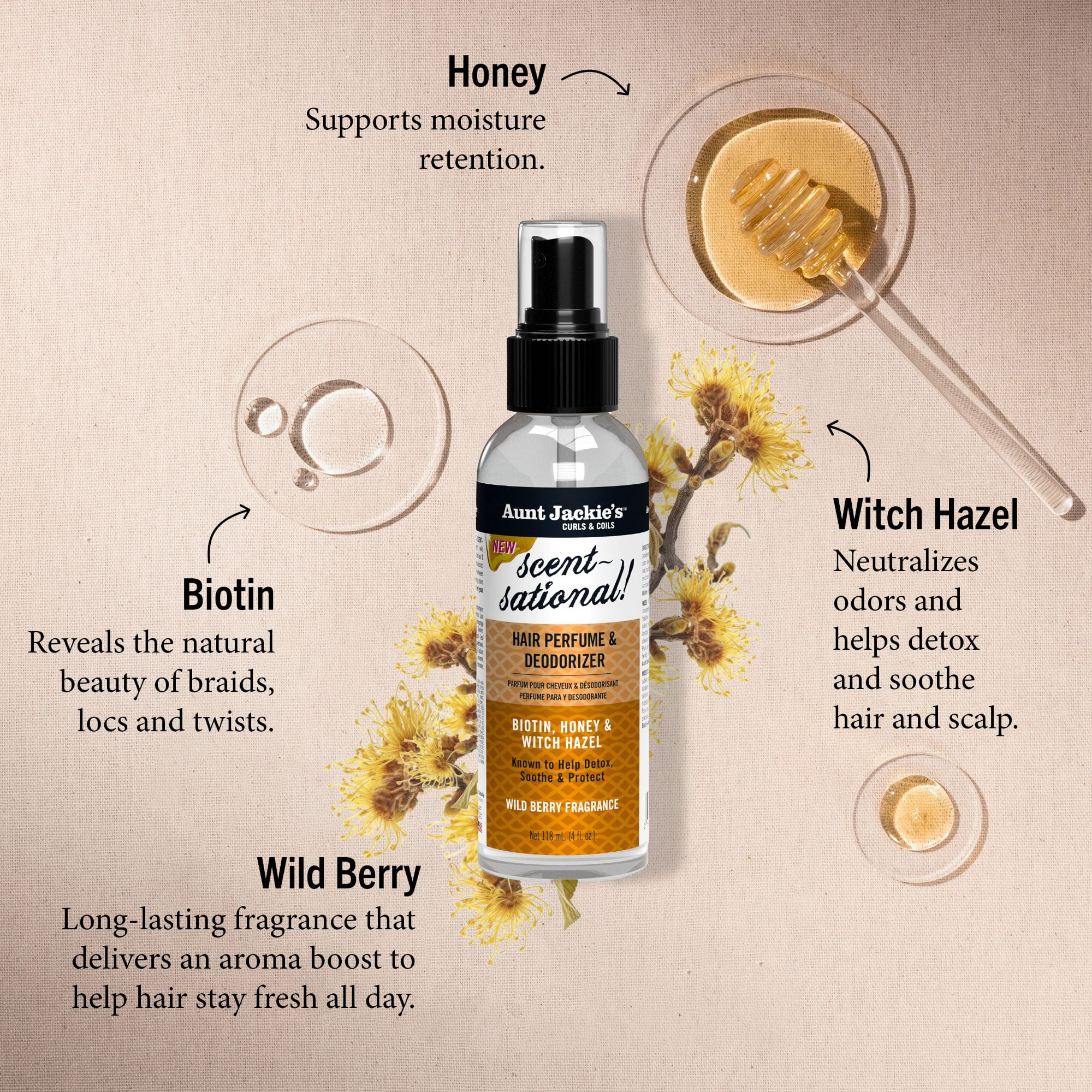 Aunt Jackie’s Braid and Twist Collection Scentsational Hair Perfume & Deodorizer, 4 fl oz