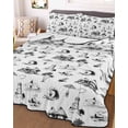 thumbnail image 3 of Quilts Twin-XL Size Bedding Set, Coastal Nautical Lightweight Quilted Comforter, Summer Ocean Beach Coconut Trees Grey Soft Reversible Bedspread Coverlet with Pillow Covers for All Season, 68" x 98", 3 of 7