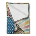 thumbnail image 2 of Guitar Soft Flannel Fleece Throw Blanket, Retro Style Composition Angry Skull American Flag Pattern Wings Electric Guitars, Cozy Plush for Indoor and Outdoor Use, 50" x 60", Multicolor, by Ambesonne, 2 of 5