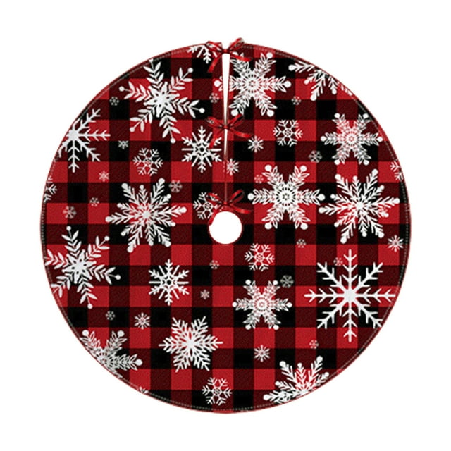 Christmas Tree Skirt 47.24 in x 47.24 in Red Cloth Holiday Decoration for Tree Base