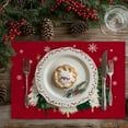 thumbnail image 3 of mubwai Christmas Placemats 12x18 Inch Set of 4, Xmas Trees Snowflakes Winter Seasonal Holiday Farmhouse Kitchen Dining Table Decoration for Indoor Outdoor Dinner Party Décor (Red) GP125-18, 3 of 7