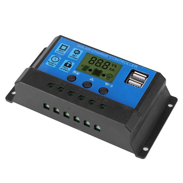 Controlador de panel solar, 12 V 24 V Regulador de panel solar fotovoltaico inteligente Controlador solar PWM Rendimiento inigualable Jadeshay A