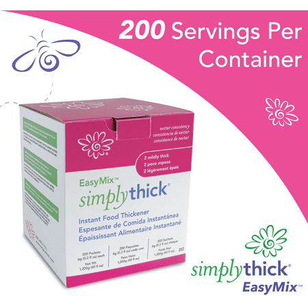 SimplyThick Easy Mix Food & Drink Thickener UnFlavored Nectar Consistency 6 Gram Packet 200 Ct