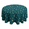 thumbnail image 4 of Teal Christmas Star Pattern Round Tablecloth 60"x60",Wrinkle Wipeable Table Cloth for Kitchen Dining Room Picnic Patio Party, 4 of 6