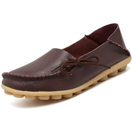 

PIKADINGNIS Women s Leather Loafers Flats Slip On Moccasins Casual Driving Shoes