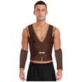 thumbnail image 1 of RUNQHUI Men's Medieval Pirate Vest Lace Up Medieval Renaissance Gothic Shirt with Sleeves Brown S, 1 of 6