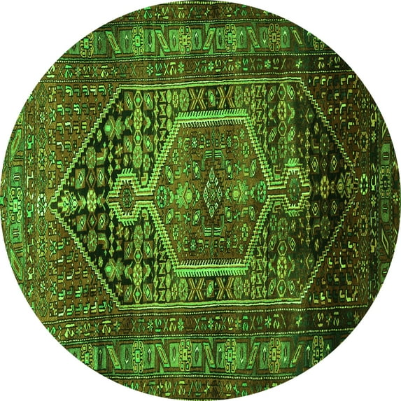 Ahgly Company Indoor Round Persian Green Traditional Area Rugs, 4' Round