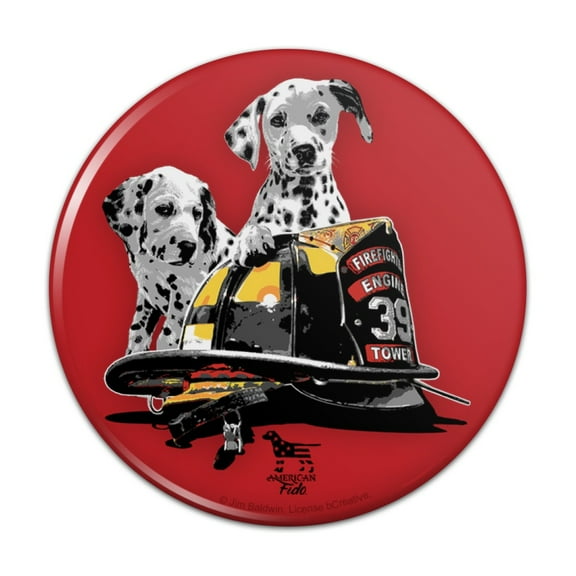 Dalmatian Dogs Firefighter Fire Helmet Pinback Button Pin