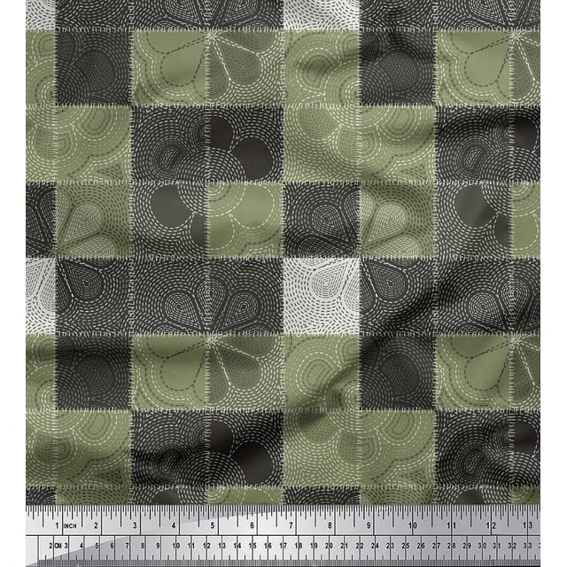 Soimoi Crepe Silk Fabric Flower Artistic Decor Fabric Printed Yard 42 Inch Wide