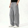 thumbnail image 4 of XuJwPNcy Linen Pants Men Lightweight Classic Elastic Waist Trousers Breathable Beach Pants Loose Casual Clothes for Men(Gray,Large), 4 of 6