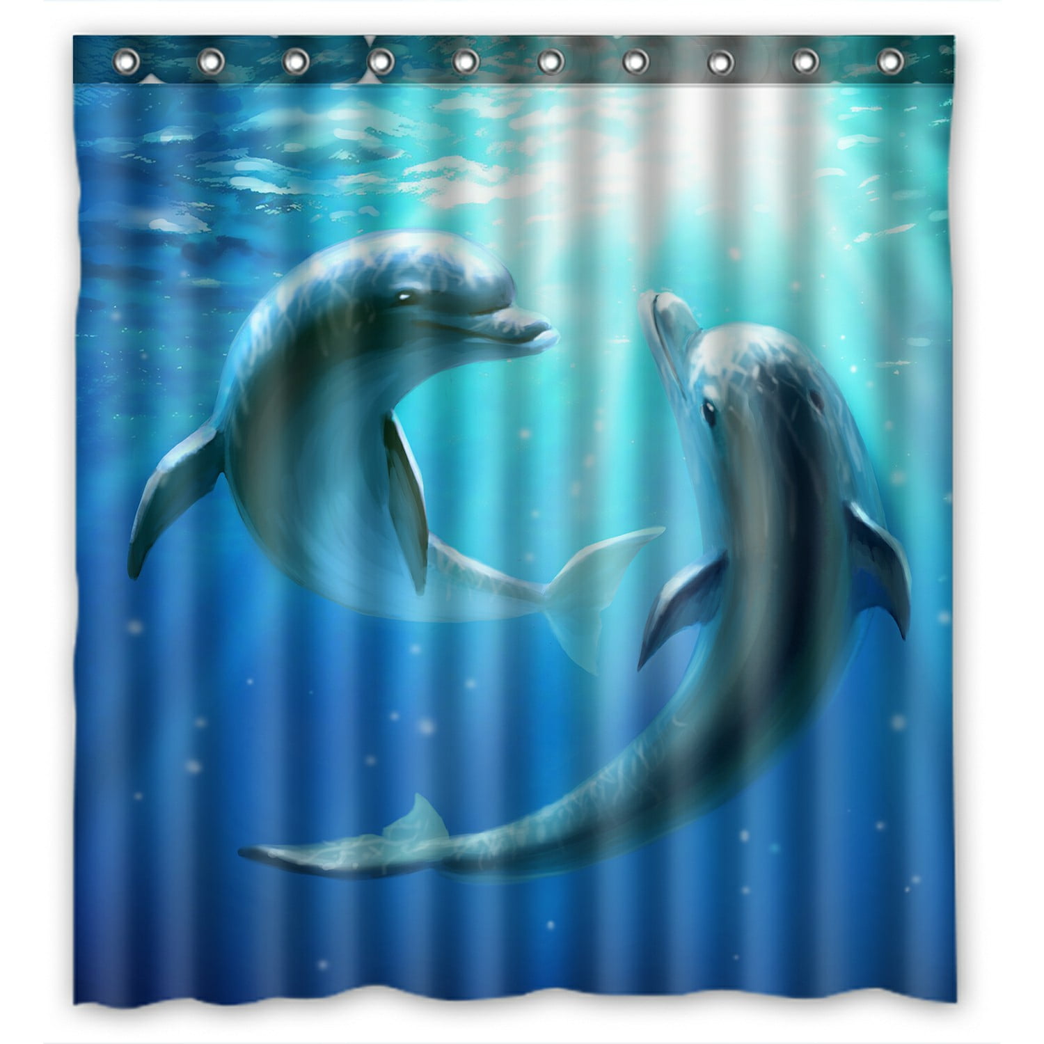 ABPHQTO Dolphins Waterproof Polyester Shower Curtain and Hooks For Home