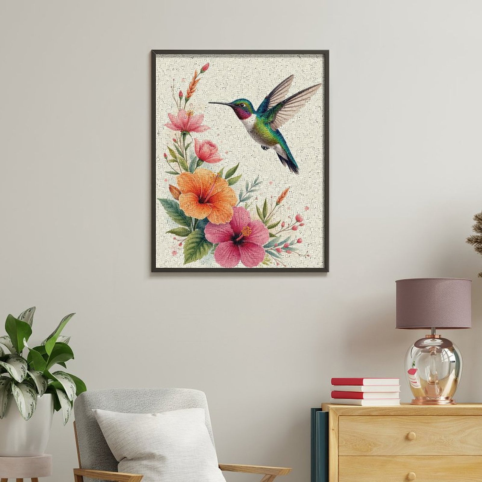 Paint by Numbers Kit for Adults, Colorful Hummingbird Floral Art Paint by Numbers, Easy Paint by Numbers Kit for Adults Beginner, DIY Adult Paint by Number Kits on Canvas, Home Decor