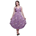 thumbnail image 1 of Bimba Robe Midi d'Été Imprimée à Fleurs pour Femmes Col en V Tenue de Vacances - Grande Taille, 1 of 1