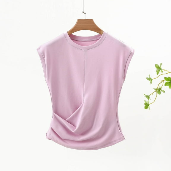 Summer Women's Tops Trendy, ZHUGeLI Fashion Women's Summer Casual Solid Color Loose Sleeveless Round Neck Top