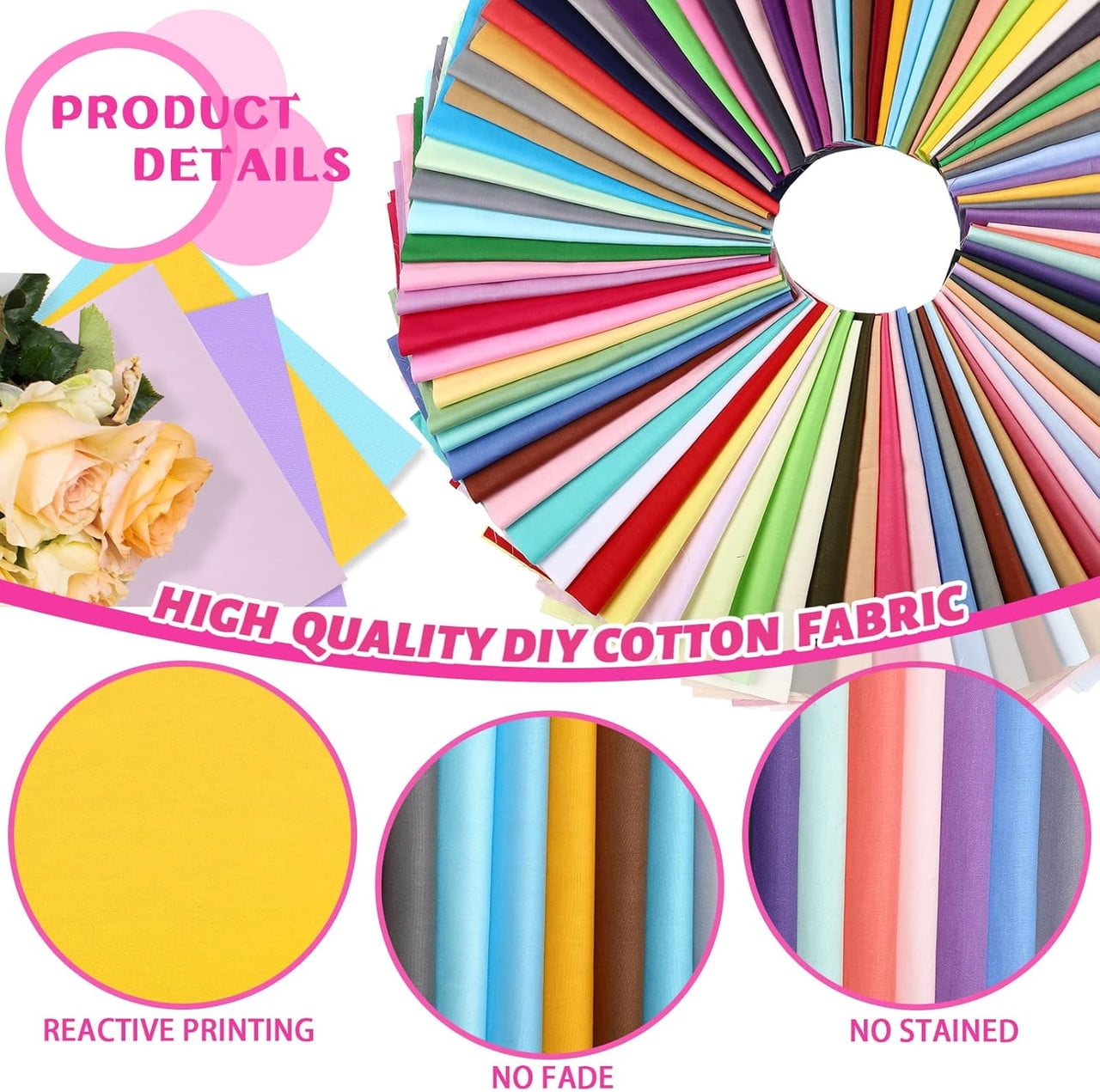 70PCS 10 x 10 Inches Cotton Fabric Square No Repeat Patchwork Fabrics Cotton Printed Craft Fabric Patchwork Bundles Quilting Fabric Craft for DIY Sewing Cloths Handmade Accessories(Solid Color)