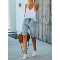 thumbnail image 5 of DOKOTOO Bermuda Jean Shorts for Women Casual Mid Rise Ripped Distressed Denim Shorts Sky Blue Size 8, 5 of 10