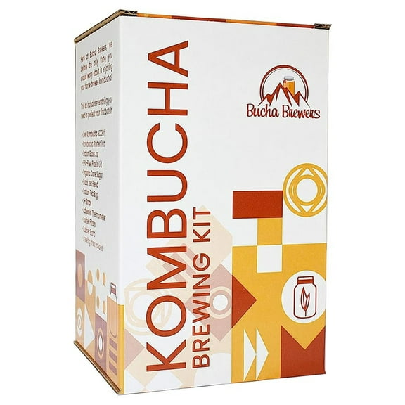 Kombucha Starter Kit with Everything to Brew Kombucha at Home. Kombucha Brewing Kit with SCOBY, Starter Tea, Organic Sugar, pH Strips, Thermometer Strip, , & More