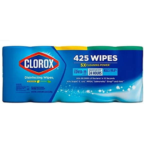 Clorox Disinfecting Wipes Variety Pack - 5X Cleaning Power, Kills 99.9% Of Bacteria - 5 Pack, 425 Count Total
