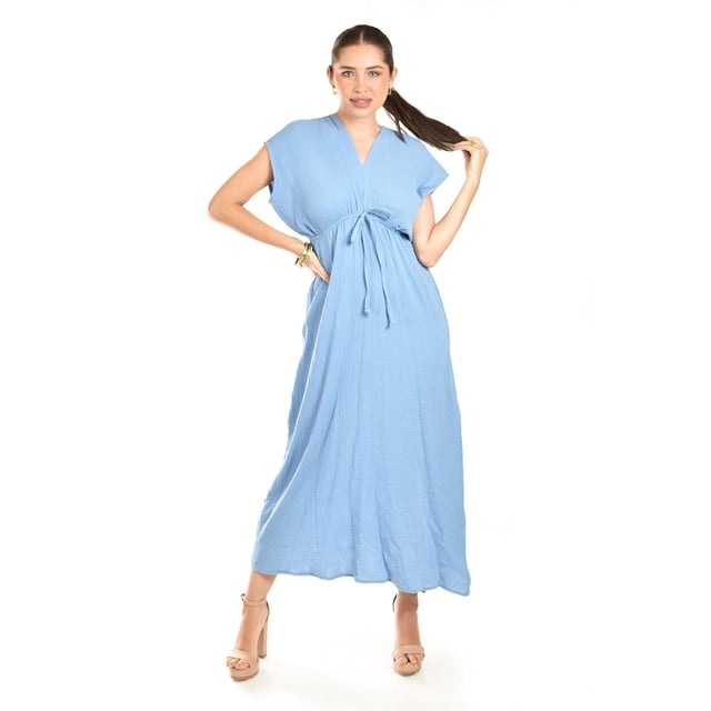 Maxi vestido de algodon Roman Fashion /Juvenil, 4365 (Azul claro) azul M