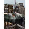 thumbnail image 2 of Outdoor Tablecloth with Umbrella Hole for Patio/Picnic/Party/Camping, Black Forest Waterproof Table Cloth Round Cover Washable, Nature Mountain Pine Tree Vintage (Dia 54"), 2 of 9