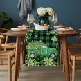 thumbnail image 2 of St. Patrick's Day Table Runner - 70 Inch Long, Kitchen Dining Table Runner Dresser Scarves, Green Shamrocks Truck Black Buffalo Plaid Farmhouse Decor for Coffee Tables Wedding Party Banquet, 2 of 8