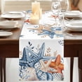 thumbnail image 3 of Table Runners 72 Inches Long Dress Scarves, Blue Coastal Farmhouse Kitchen/Dining Table Runner, Coffee Tablerunners, Summer Beach Starfish Weeping Eucalyptus 16x72 Inch, 3 of 9