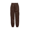 thumbnail image 4 of Karymi Workout Shorts Women Pleated Cargo Jogger Pants, Solid Wide Leg Long Trousers, Multi Large Flap Side Pockets, Elastic Cuffed Ankle Hem (Belt Not Included) Women Clothing, 4 of 6